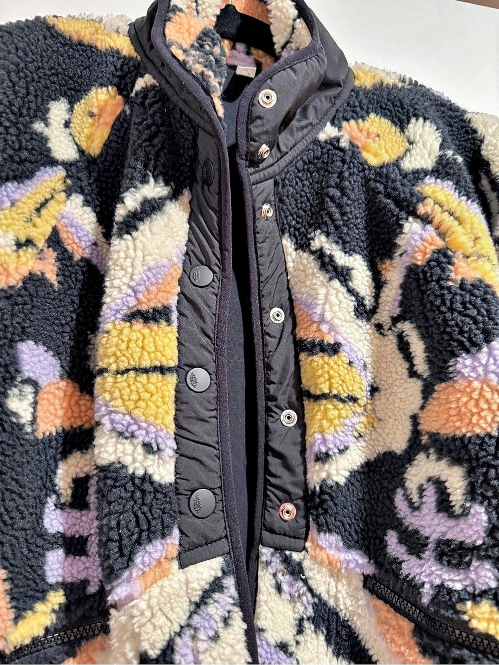 FP Movement Hit The Slopes Printed Fleece Jacket, Black & Multicolor, Size Small - Picture 3 of 5